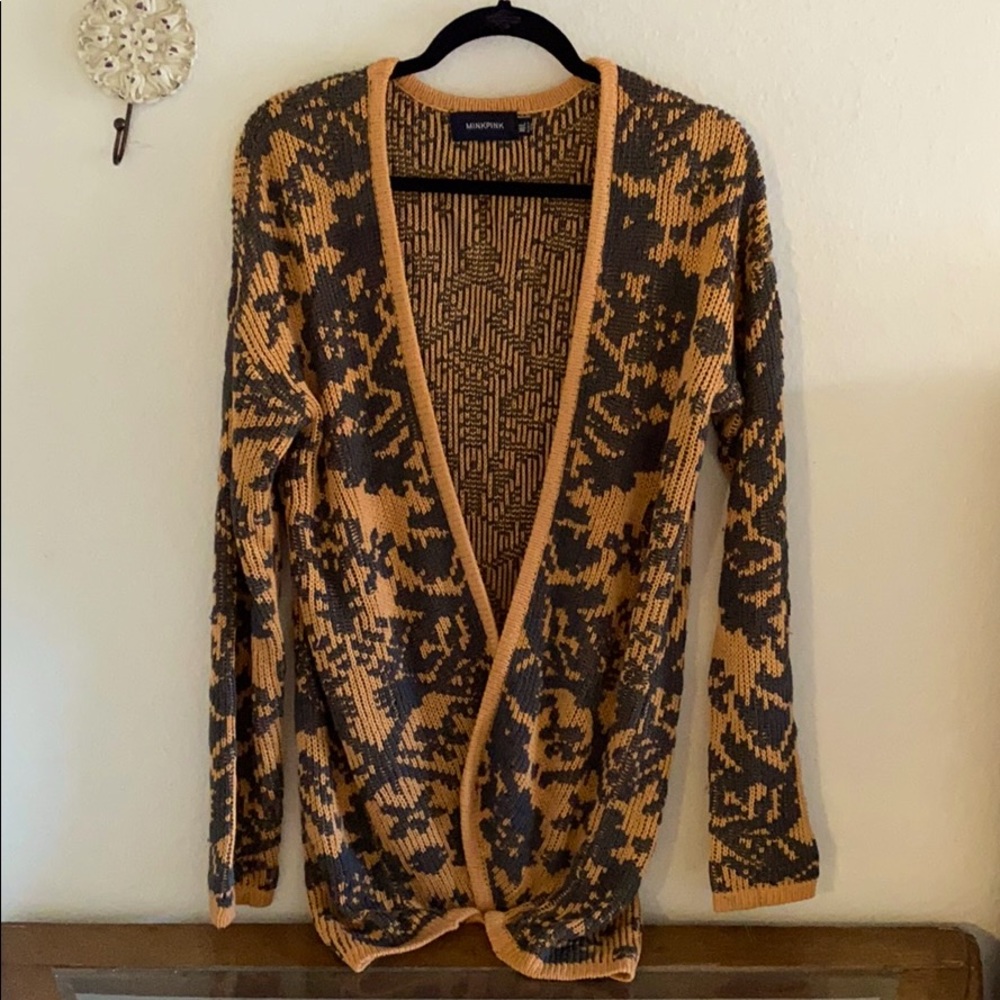 MINKPINK Orange and Gray Cardigan